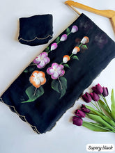 Load image into Gallery viewer, Faux Georgette Fancy Designer Hand Work n Hand Paint Work Fancy Designer Wedding Wear Saree With Blouse
