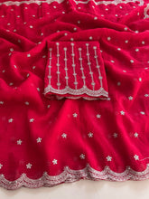 Load image into Gallery viewer, Latest Wedding Wear Crunchy Silk Embroidery Work Fancy Designer Saree With Blouse Piece
