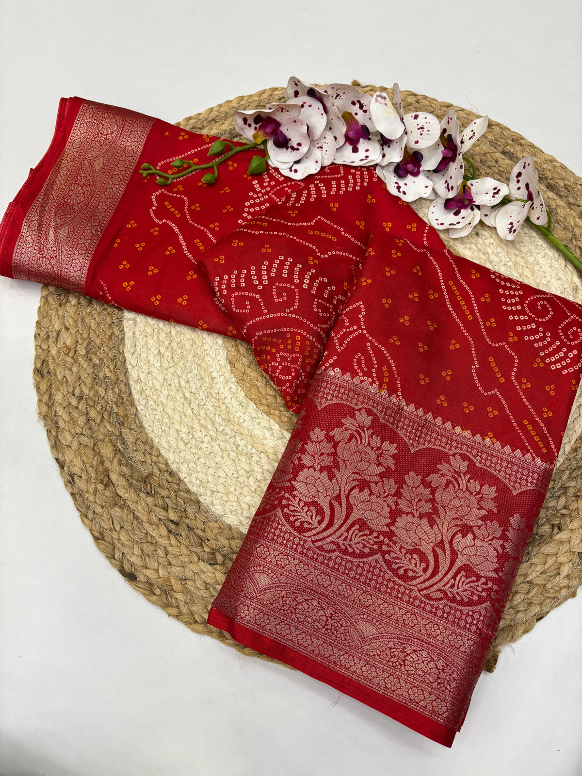 New Wedding Wear Dola Silk Bandhani Print Fancy Designer Saree Design