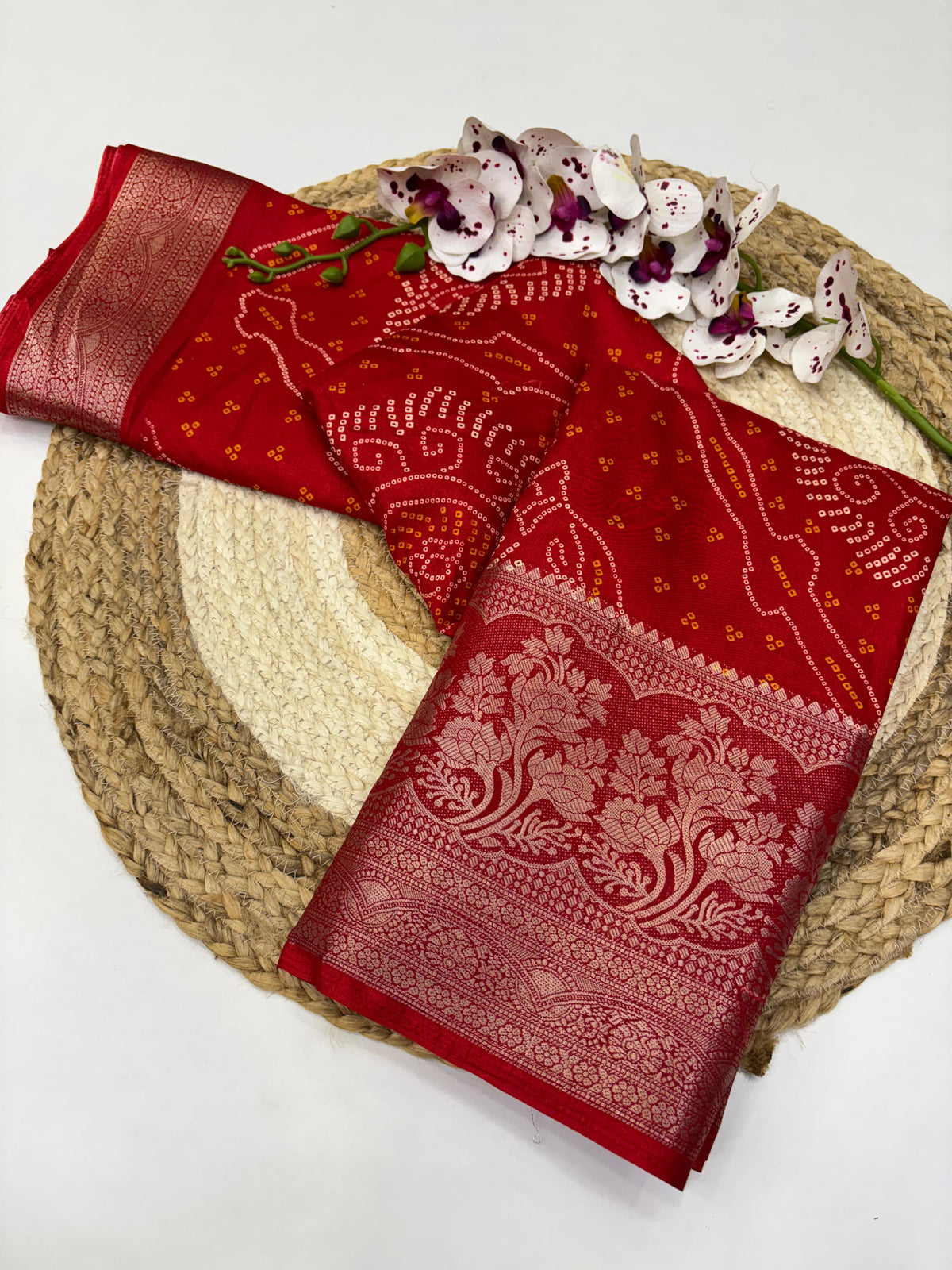 New Wedding Wear Dola Silk Bandhani Print Fancy Designer Saree Design