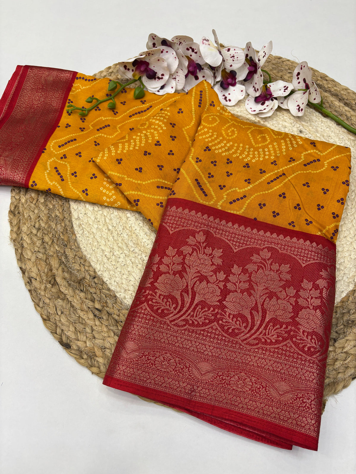 New Wedding Wear Dola Silk Bandhani Print Fancy Designer Saree Design