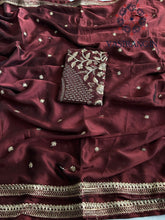 Load image into Gallery viewer, Latest Maroon Color Partywear Rangoli Silk Embrodiered Sequence Work Fancy Designer Saree With Blouse

