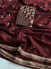 Load image into Gallery viewer, Latest Maroon Color Partywear Rangoli Silk Embrodiered Sequence Work Fancy Designer Saree With Blouse
