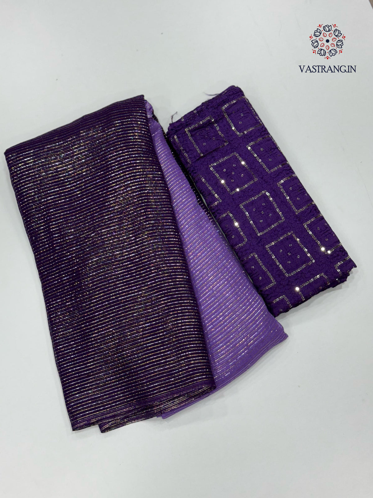 Latest Partywear Purple Pedding Color Viscose Georgette Fancy Designer Saree