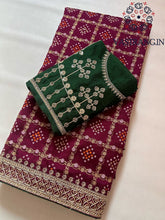 Load image into Gallery viewer, Stylish Bandhej Print Georgette Sequence Work Fancy Designer Saree With Embroidered Work Blouse
