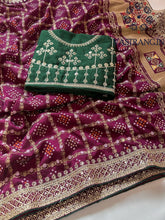 Load image into Gallery viewer, Stylish Bandhej Print Georgette Sequence Work Fancy Designer Saree With Embroidered Work Blouse
