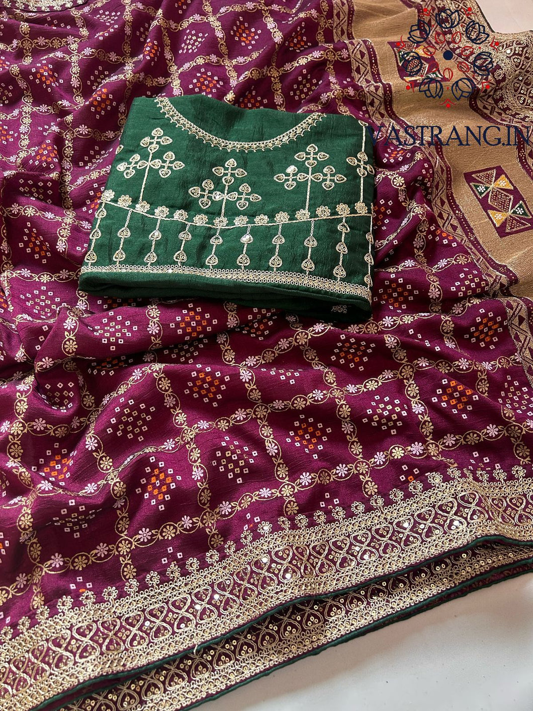 Stylish Bandhej Print Georgette Sequence Work Fancy Designer Saree With Embroidered Work Blouse