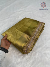 Load image into Gallery viewer, New Wedding Wear Golden Color Banarasi Tissue Silk Jacquared Zari Weaving n Lace Work Fancy Designer Saree
