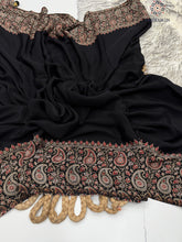 Load image into Gallery viewer, New Function Wear Pure Satin Silk Ajrak Printed Rich Pallu n Tussles Work Fancy Designer Saree
