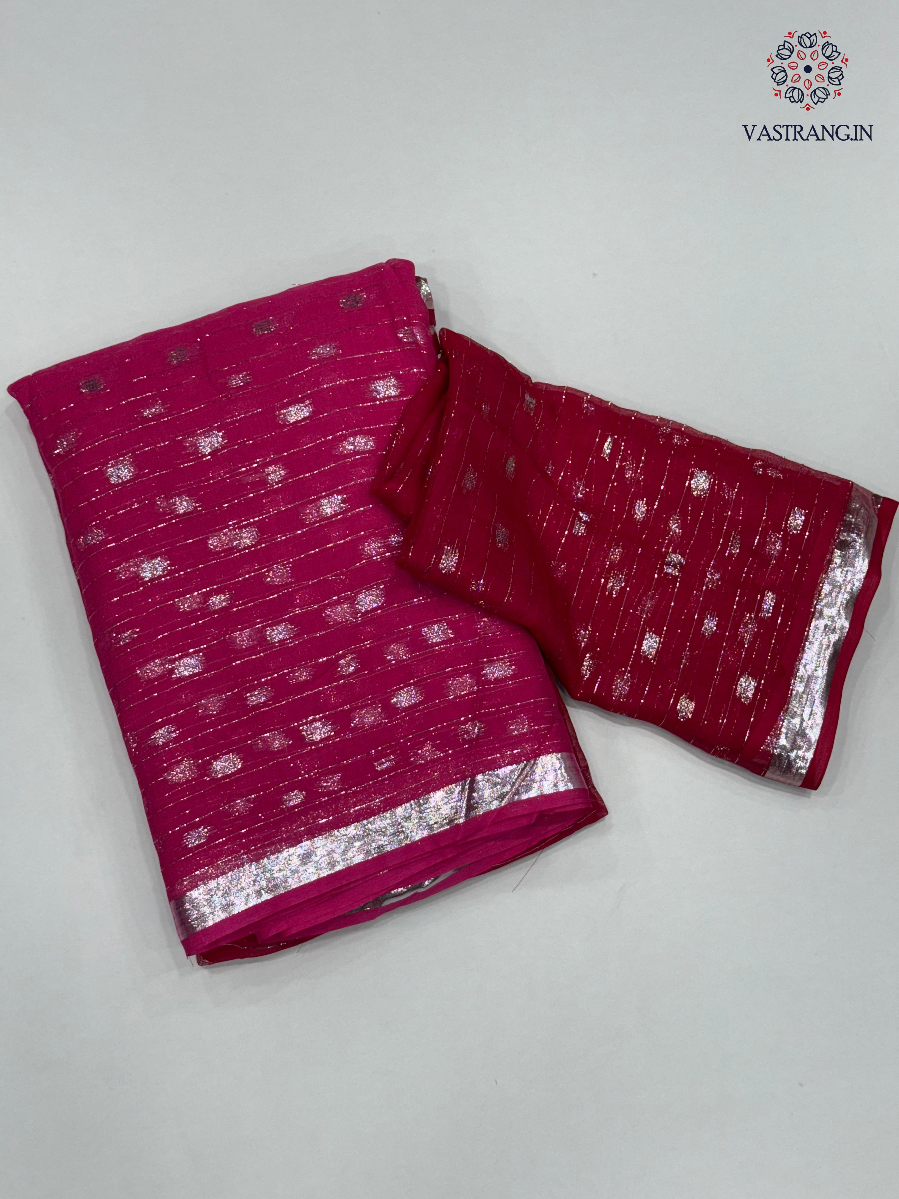New Red n Pink Color Viscose Georgette Zari Work Fancy Designer Wedding Wear Saree