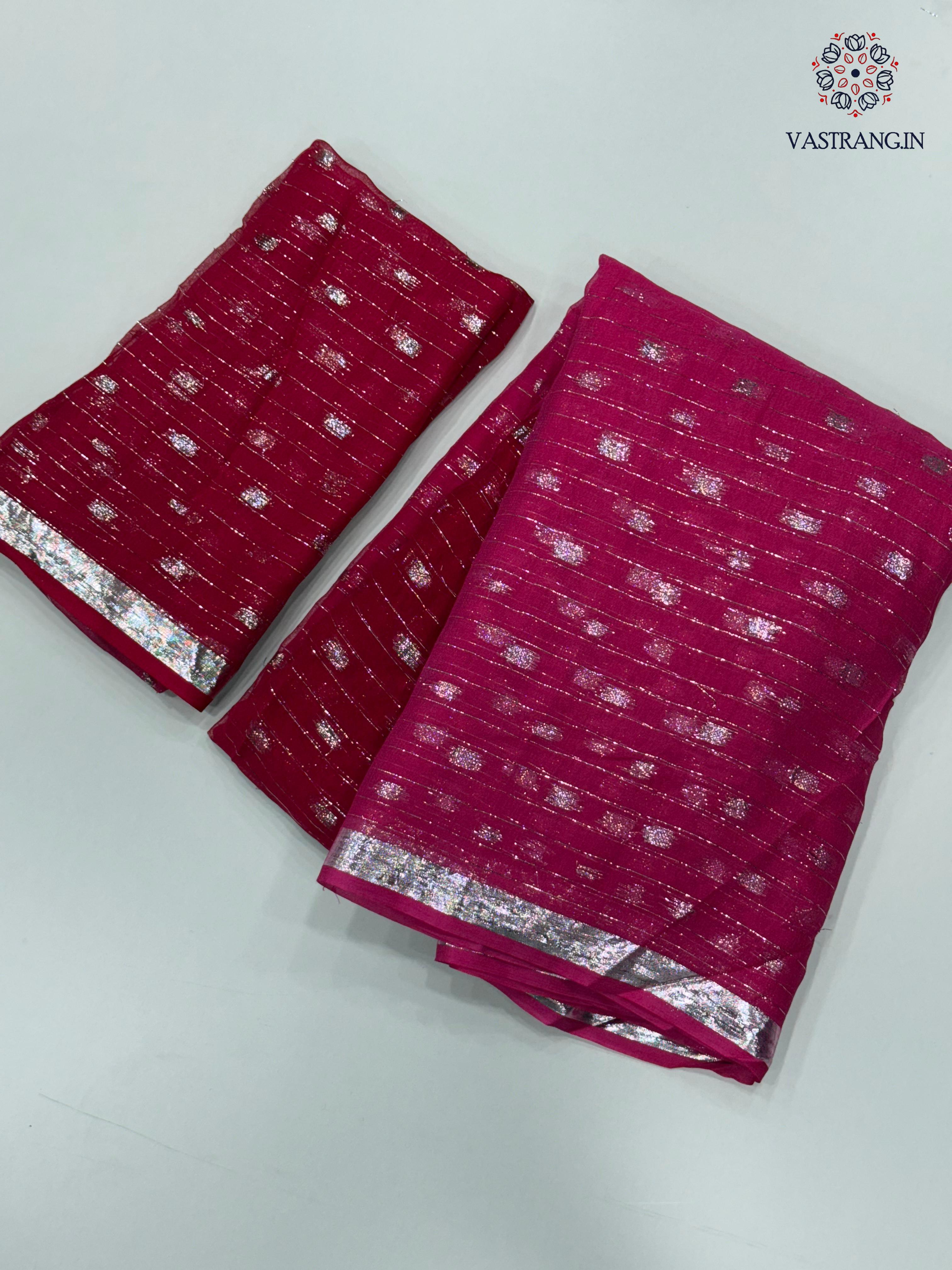 New Red n Pink Color Viscose Georgette Zari Work Fancy Designer Wedding Wear Saree