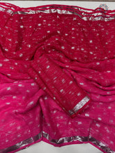 Load image into Gallery viewer, New Red n Pink Color Viscose Georgette Zari Work Fancy Designer Wedding Wear Saree
