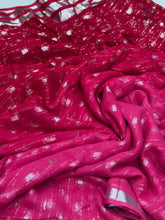 Load image into Gallery viewer, New Red n Pink Color Viscose Georgette Zari Work Fancy Designer Wedding Wear Saree
