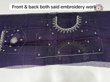 Load image into Gallery viewer, New Perrot n Purple Pedding Color Soft Chiffon Silk Sequence Embroidered n Cut Work Fancy Designer Partywear Saree
