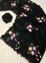 Load image into Gallery viewer, Faux Georgette Fancy Designer Hand Work n Hand Paint Work Fancy Designer Wedding Wear Saree With Blouse
