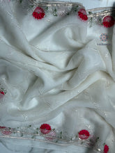 Load image into Gallery viewer, New Partywear White Color Waari Silk Fabric Sequence And Thread Work Fancy Designer Saree
