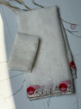 Load image into Gallery viewer, New Partywear White Color Waari Silk Fabric Sequence And Thread Work Fancy Designer Saree
