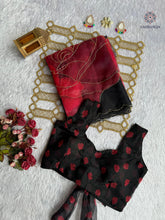 Load image into Gallery viewer, New Partywear Black Color Organza Silk Printed Hand Work Fancy Designer Saree With Unstitched Blouse

