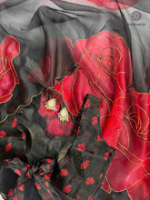 Load image into Gallery viewer, New Partywear Black Color Organza Silk Printed Hand Work Fancy Designer Saree With Unstitched Blouse
