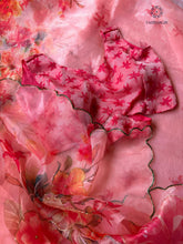 Load image into Gallery viewer, New Partywear Pink Color Organza Silk Printed Hand Work Fancy Designer Saree With Unstitched Blouse
