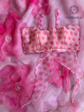 Load image into Gallery viewer, New Partywear Pink Color Organza Silk Printed Hand Work Fancy Designer Saree With Unstitched Blouse
