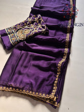 Load image into Gallery viewer, Purple Color Rangoli Silk Embroidery n Hand Work Fancy Designer Partywear Saree
