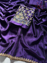 Load image into Gallery viewer, Purple Color Rangoli Silk Embroidery n Hand Work Fancy Designer Partywear Saree
