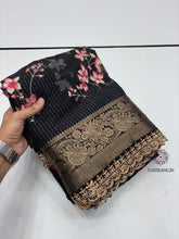 Load image into Gallery viewer, New Function Wear Dola Silk Print Jacquard Weaving Border With Sequence Lace Work Fancy Designer Saree
