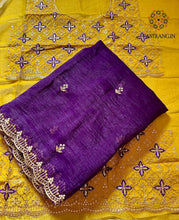 Load image into Gallery viewer, New Partywear Crunchy Chiffon Crush Silk Embroidery n Cut Work Fancy Designer Saree With Heavy Work Blouse
