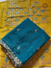 Load image into Gallery viewer, New Partywear Crunchy Chiffon Crush Silk Embroidery n Cut Work Fancy Designer Saree With Heavy Work Blouse
