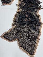 Load image into Gallery viewer, New Festive Wear Black Color Mul Cotton Print With Sequence Lace Work Fancy Designer Saree
