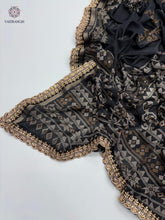 Load image into Gallery viewer, New Festive Wear Black Color Mul Cotton Print With Sequence Lace Work Fancy Designer Saree

