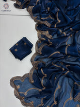 Load image into Gallery viewer, New Party Wear Jimmy Silk Embroidery Work Fancy Designer Saree With Blouse
