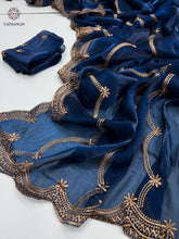 Load image into Gallery viewer, New Party Wear Jimmy Silk Embroidery Work Fancy Designer Saree With Blouse
