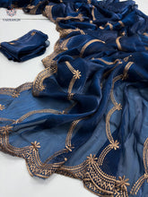 Load image into Gallery viewer, New Party Wear Jimmy Silk Embroidery Work Fancy Designer Saree With Blouse
