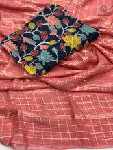 Load image into Gallery viewer, Latest Wedding Wear Viscose Georgette Zari Work Fancy Designer Saree With Print n Handwork Blouse Piece
