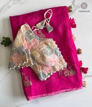 Load image into Gallery viewer, New Chanderi Cotton Embroidery n Tussels Work Fancy Designer Festive Wear Saree With Stitched Blouse
