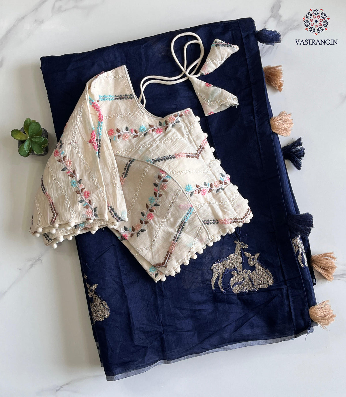 New Chanderi Cotton Embroidery n Tussels Work Fancy Designer Festive Wear Saree With Stitched Blouse