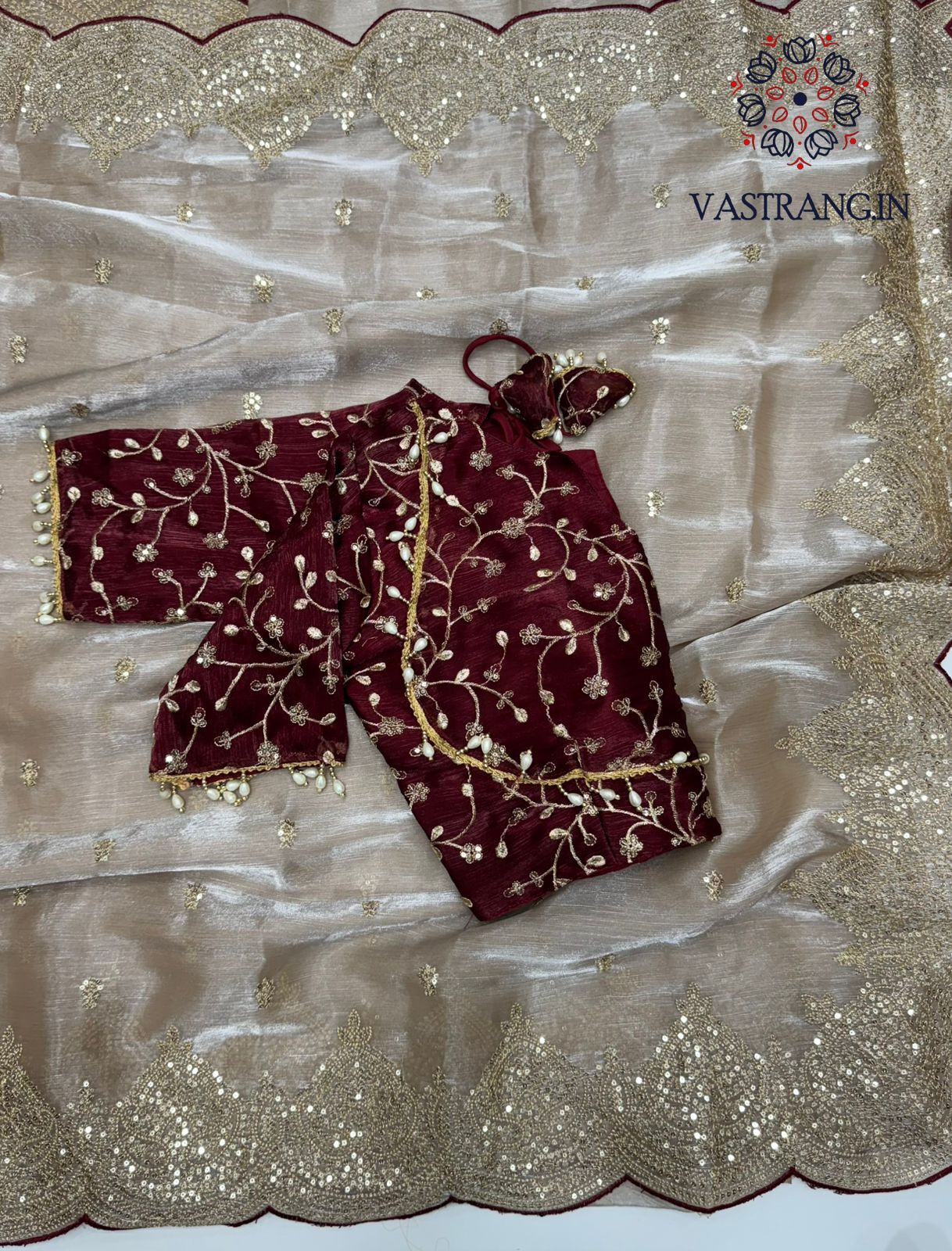 New Partywear Wear Silk Embroidery n Sequence Work Fancy Designer Saree With Fully Stitched Blouse