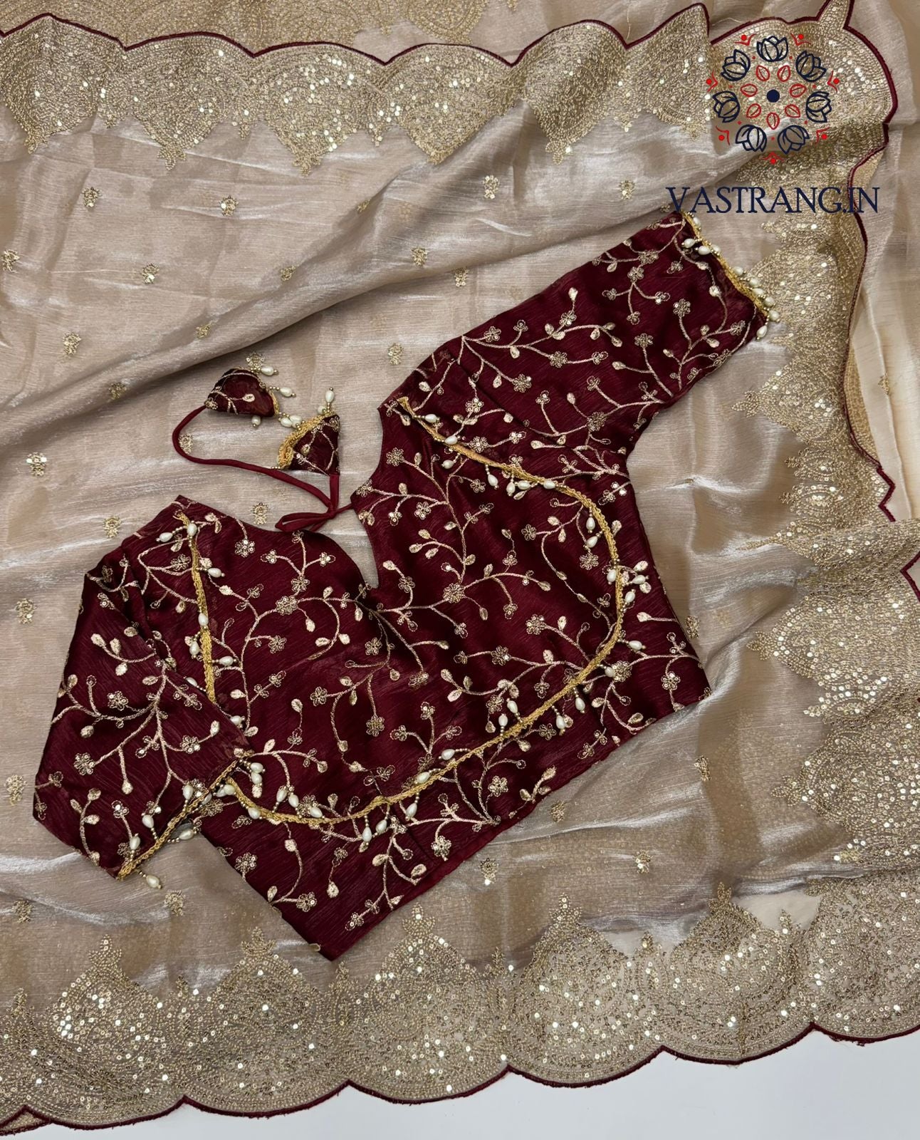 New Partywear Wear Silk Embroidery n Sequence Work Fancy Designer Saree With Fully Stitched Blouse