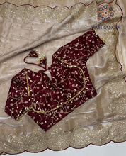 Load image into Gallery viewer, New Partywear Wear Zimmy Choo Silk Embroidery n Sequence Work Fancy Designer Saree With Unstitched Blouse
