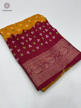 Load image into Gallery viewer, New Wedding Wear Yellow n Maroon Color Dola Silk Jacquard Zari n Print Work Fancy Designer Saree With Blouse
