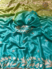 Load image into Gallery viewer, New Designer Soft Chinnon Double Shaded Heavy Embroidery n Jari Work Saree For Wedding
