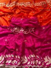 Load image into Gallery viewer, New Designer Soft Chinnon Double Shaded Heavy Embroidery n Jari Work Saree For Wedding

