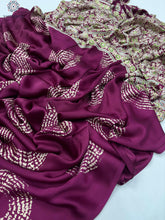Load image into Gallery viewer, New Wedding Wear Pure Satin Silk Ajrak Printed Rich Pallu n Tussles Work Fancy Designer Saree
