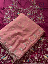 Load image into Gallery viewer, New Wedding Wear Soft Organza Silk Embroidery N cut Work Fancy Designer Saree
