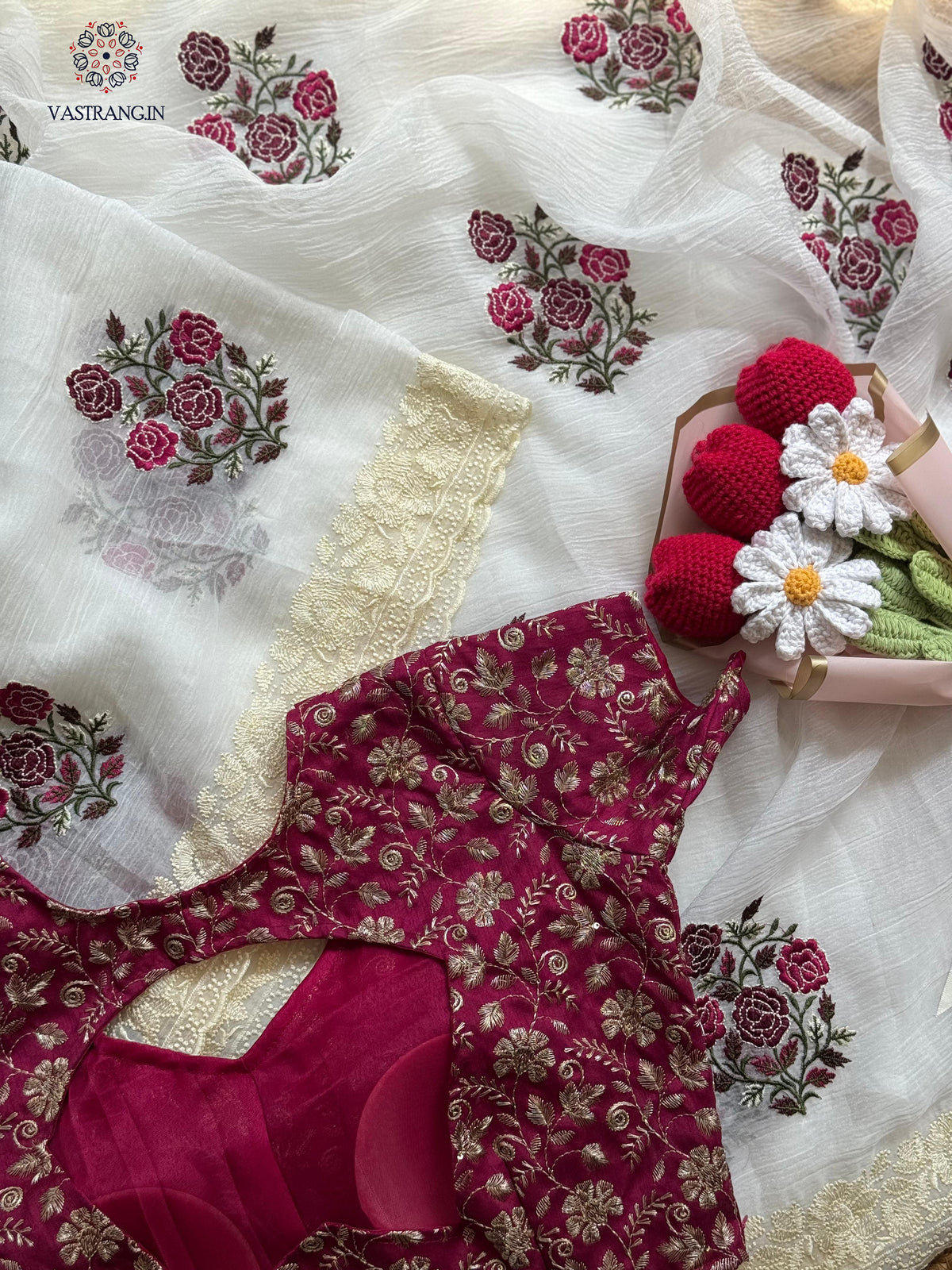 Latest Off white Color Pure Crush Georgette Chiffon Embroidered Work Wedding Wear Fancy Designer Saree