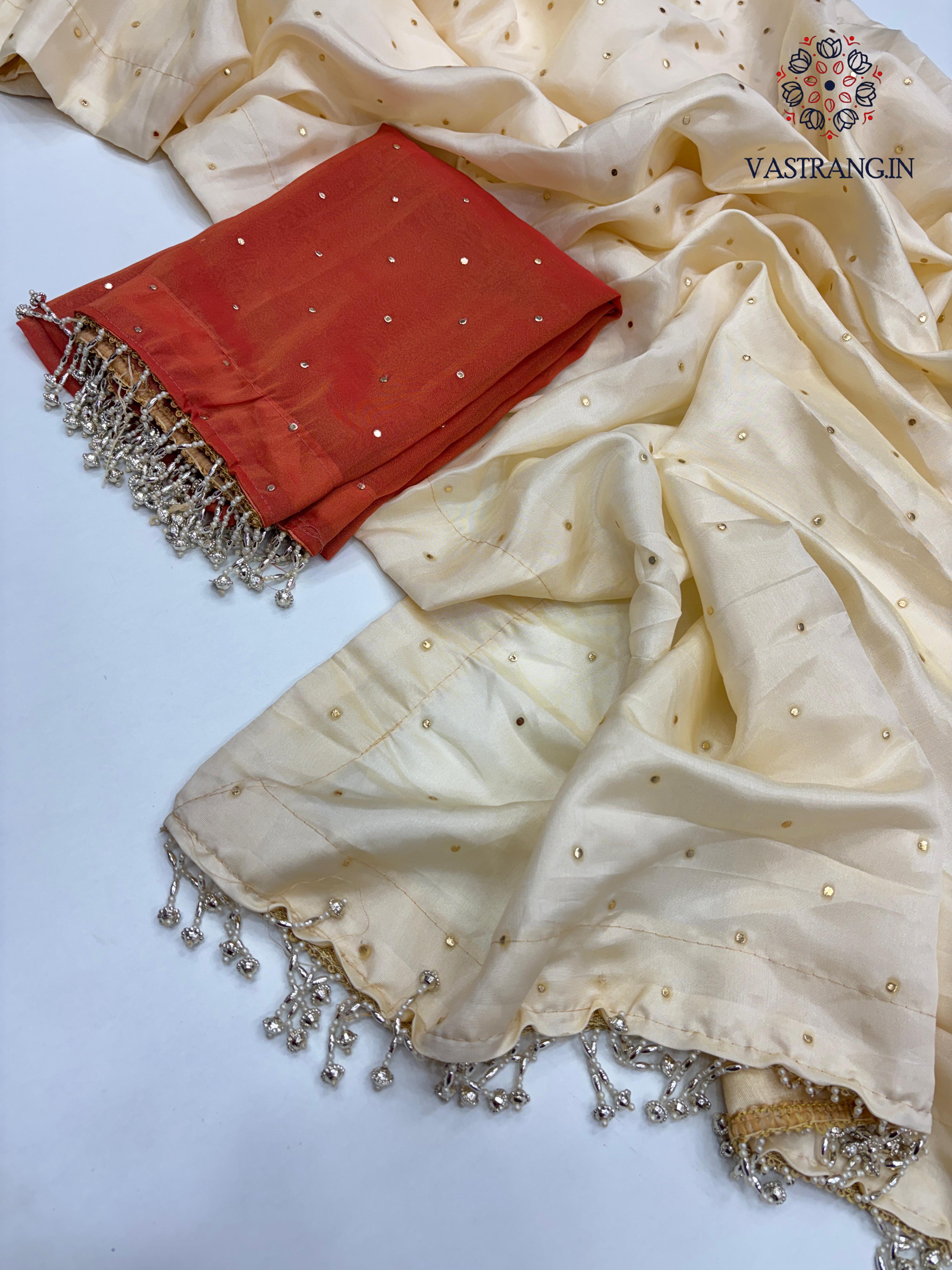 Bollywood Style Golden Colour Tissue Silk Mukesh Work With Heavy Fancy Lace Designer Saree