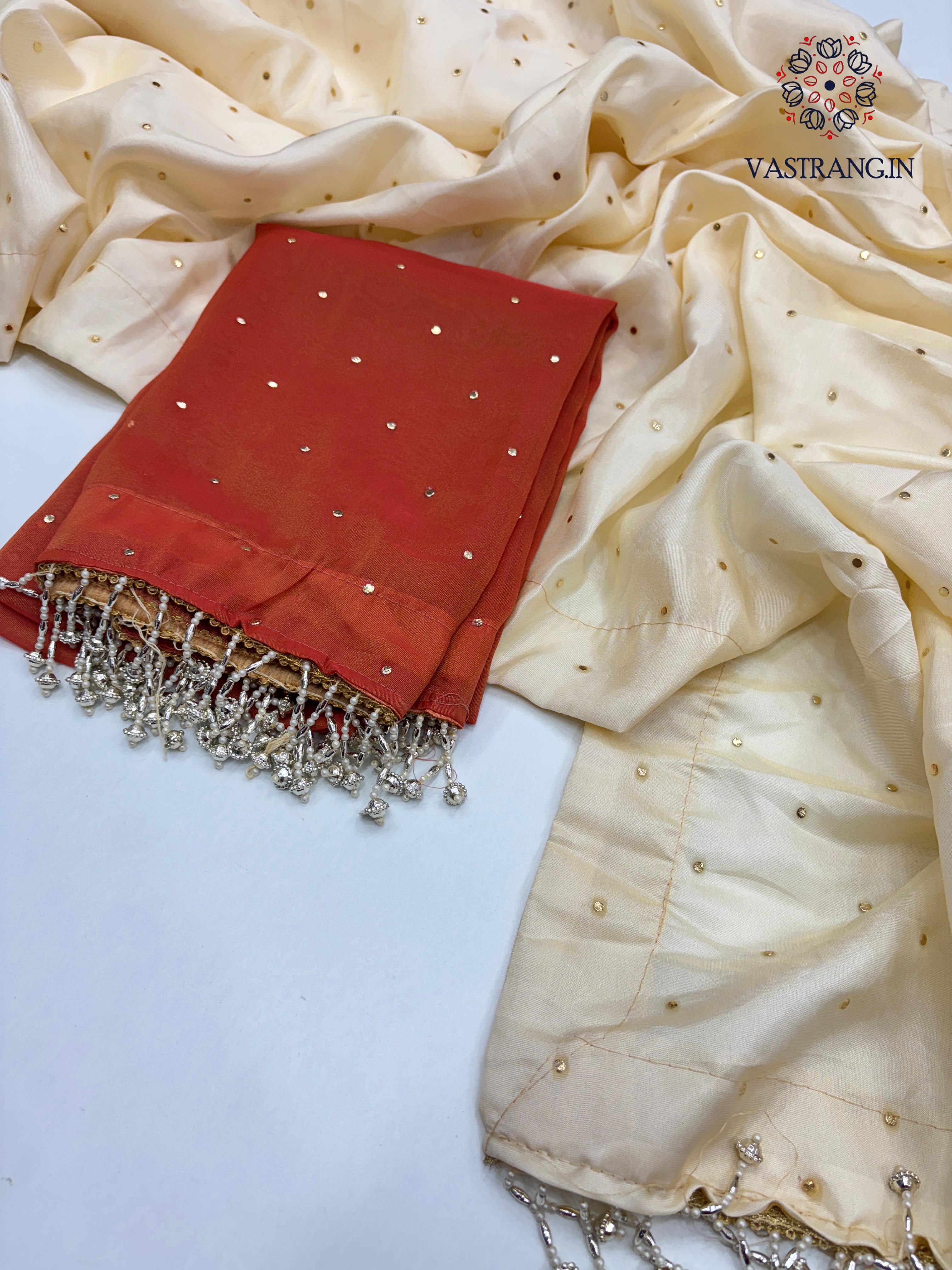 Bollywood Style Golden Colour Tissue Silk Mukesh Work With Heavy Fancy Lace Designer Saree