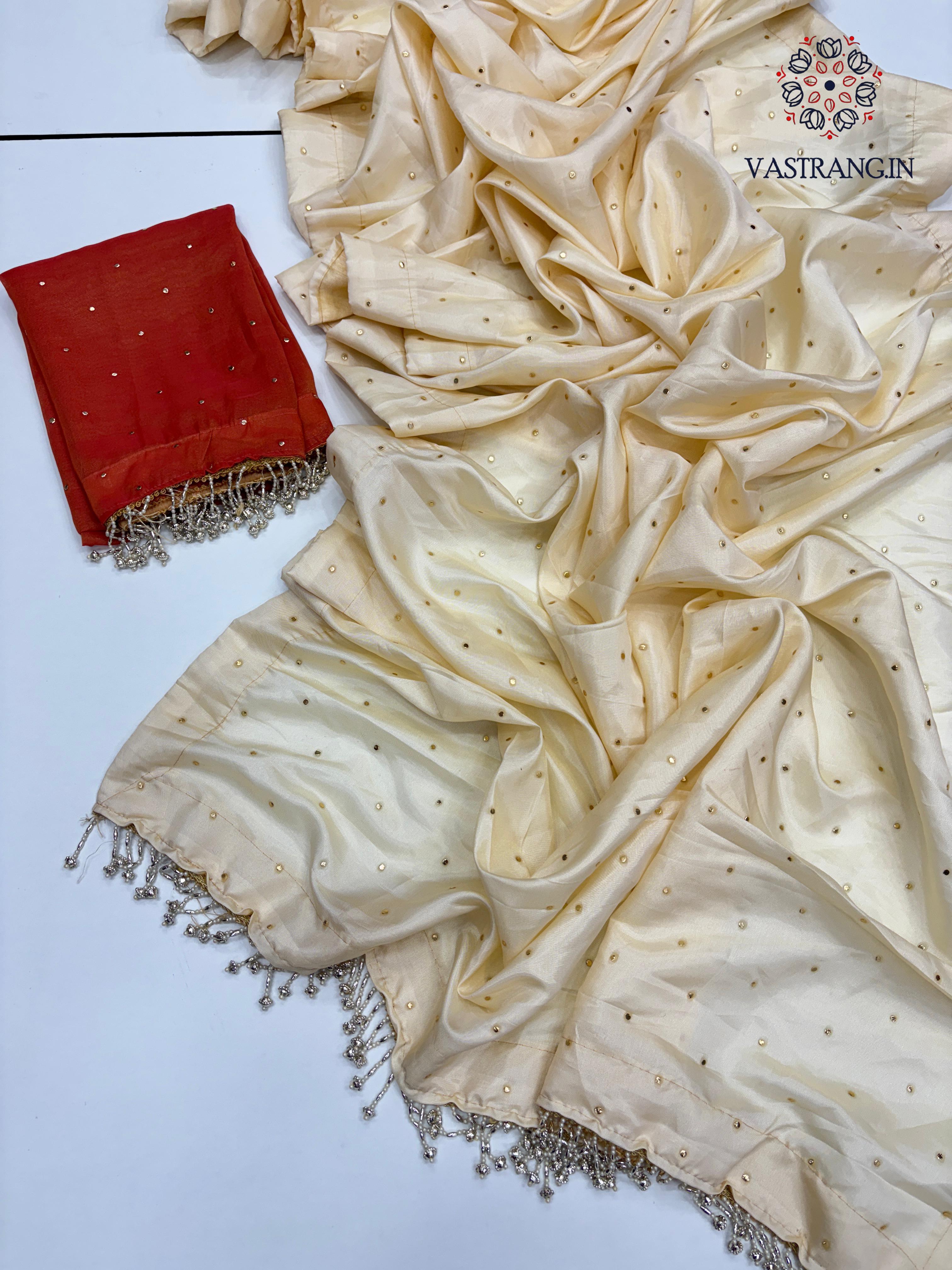 Bollywood Style Golden Colour Tissue Silk Mukesh Work With Heavy Fancy Lace Designer Saree